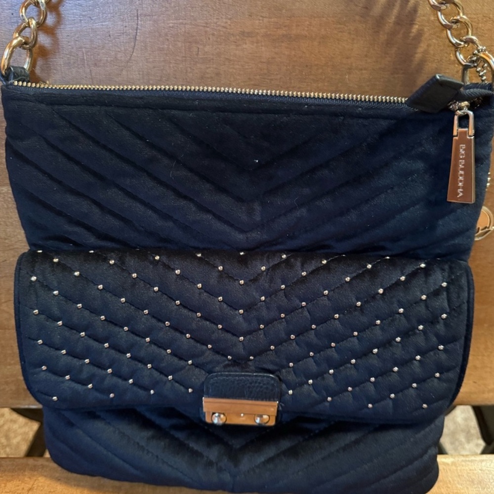 Big Buddha Black Quilted Shoulder Bag with Chain